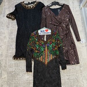 3 BEADED DRESS LOT